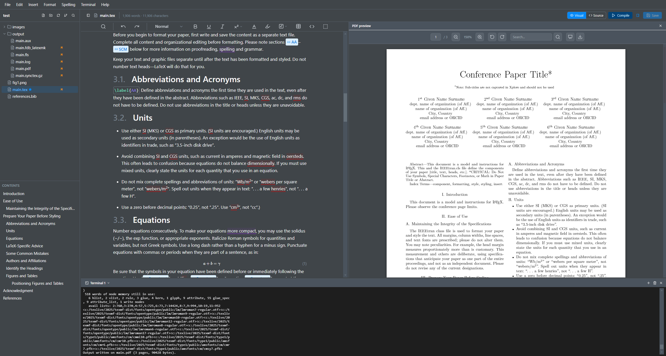 Texpile Desktop — visual and source LaTeX editing with live PDF preview